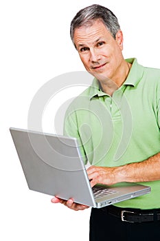 Portrait of a man working on laptop