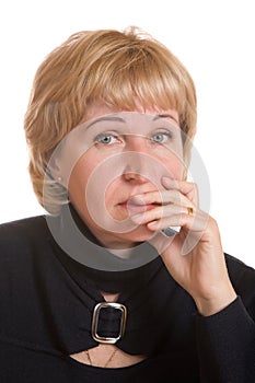 Portrait mature woman in black dress