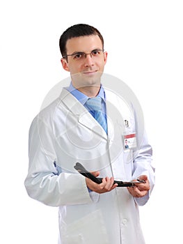 Portrait of medical doctor with phonendoscope.