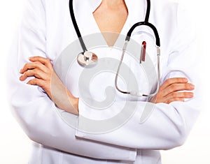 Portrait of medical doctor with stethoscope.