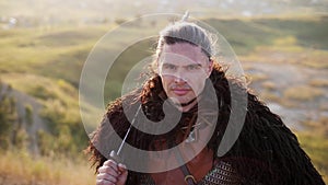 Portrait of Medieval Male Viking Warrior