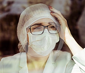 Portrait of a member of medical staff being tired of pandemic