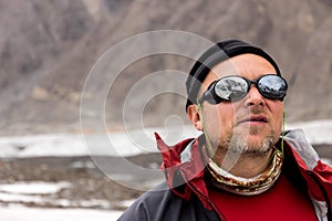 Portrait of Middle Age Alpine Climber