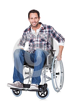 Portrait of middle age man in wheelchair
