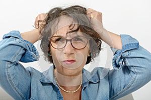 Portrait of a middle-aged woman angry