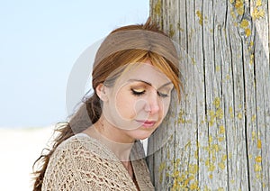 Portrait of a middle aged woman looking sad