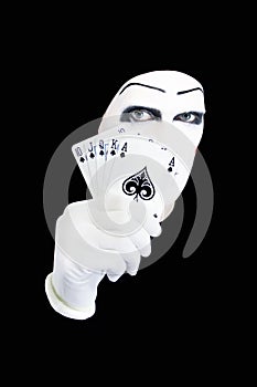 Portrait of the mime with Royal Flush