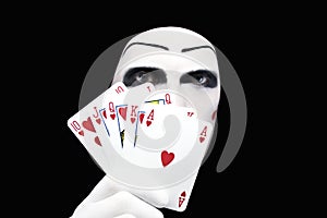 Portrait of the mime with Royal Flush