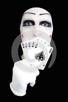 Portrait of the mime with Royal Flush