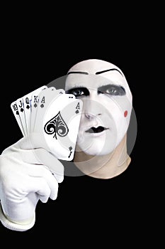 Portrait of the mime with Royal Flush