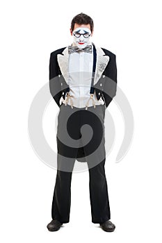 Portrait of mime in tailcoat