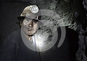 Portrait of a miner inside Cerro Rico silver mine, Potosi, Bolivia