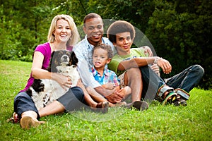 Portrait of mixed race family