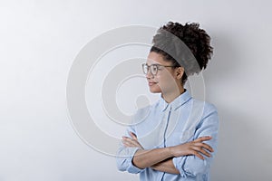 Portrait of modern businesswoman wearing glasses