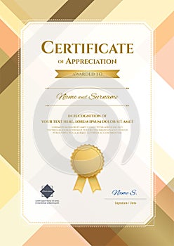 Portrait modern certificate of appreciation template with modern