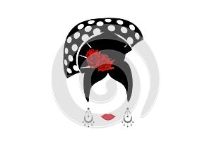 Portrait of modern Mexican or Spanish woman whit Craft accessories, beauty concept, logo Vector illustration transparent backgroun