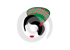 Portrait of modern Mexican or Spanish woman whit Craft accessories, Vector illustration transparent background