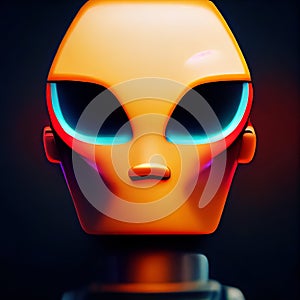 Portrait of a modern space robot. Science fiction. Closeup view. AI-generated