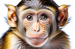 Portrait of a monkey isolated on a white background