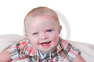 Portrait of a 6 month old baby boy on white