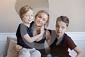 Portrait mother with her two sons