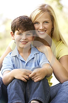 Portrait Of Mother And Son In Park