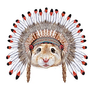 Portrait of Mouse in war bonnet.