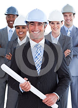 Portrait of multi-ethnic architect team