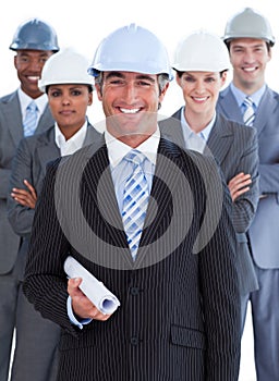 Portrait of multi-ethnic architects team