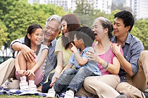 Portrait Of Multi-Generation Chinese Family