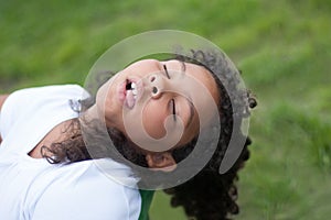 Child playing dead photo