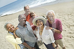 Portrait Of Multiethnic Couples At Beach