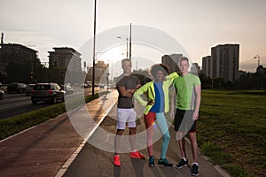 Portrait multiethnic group of people on the jogging