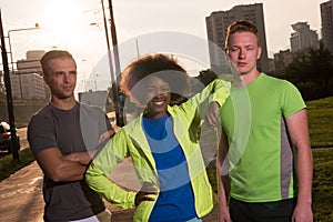 Portrait multiethnic group of people on the jogging