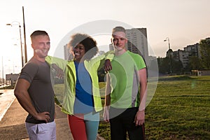 Portrait multiethnic group of people on the jogging