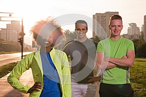 Portrait multiethnic group of people on the jogging