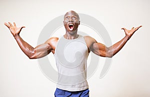 Portrait of a muscular man shouting