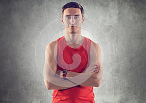 Portrait of muscular young handsome sportsman