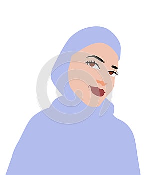 Portrait of muslim woman in hijab, vector illustration