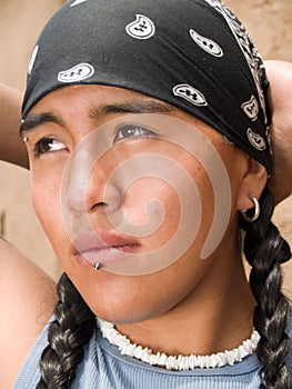 Portrait of a Native American teenage boy
