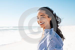 Portrait of natural beauty woman at beach