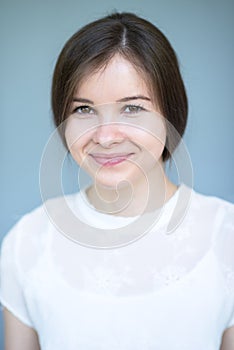 Portrait natural brunet girl Smile