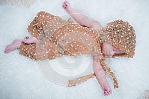 Portrait newborn baby girl infant sleeping