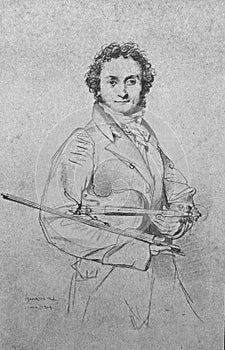 The portrait of NiccolÃ² Paganini, an Italian violinist, violist, guitarist, and composer, Jean-Auguste-Dominique Ingres, a French