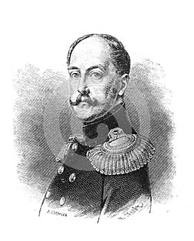 Portrait of Nicholas I Pavlovich All-Russian Emperor in the old book The Essays in Newest History, by I.I. Grigorovich, 1883, St.