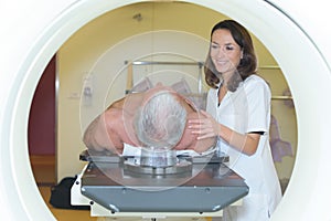 portrait nurse assuring patient