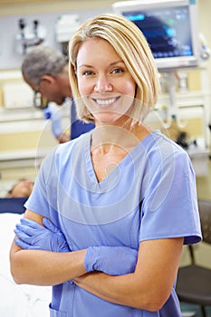 Portrait Of Nurse Working In Emergency Room