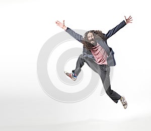 Portrait of an odd jumping man