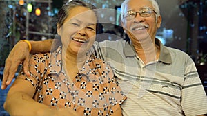 Portrait of old asian people, happy senior asian man and woman