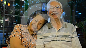 Portrait of old asian people, happy senior asian man and woman